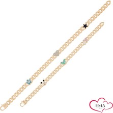 Ema Jewellery Anne Çocuk Kalpli Gurmet Altın Bileklik