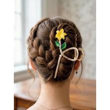 Clariss Papatya Figürlü Metal Mandal Toka Gold 11CM