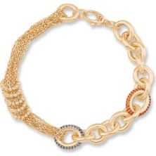Ema Jewellery Renkli Taşlı Zincir Altın Bileklik