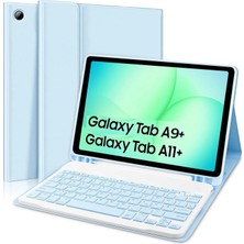 M.TK Moveteck Samsung Galaxy Tab A11 Plus/A9 Plus 11 inç Uyumlu Klavyeli Kılıf Bluetooth Özellikli Kablosuz Kalem Bölmeli X230