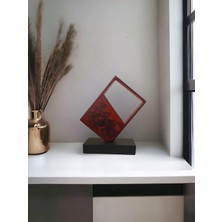 Berra Ceramic Iki Renk Geometrik Resin Dekoratif Obje, Modern Tasarım Siyah & Bordo, Biblo