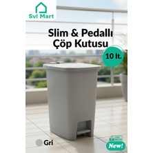 PremiumPort 10 Litre Slim Pedallı Plastik Çöp Kutusu, Pratik ve Hafif Tasarım