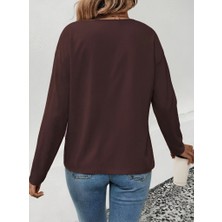 Periliçekeçe Kadın Uzun Kollu V Yakalı Leopar Detaylı Viskon Iki Iplik Bluz