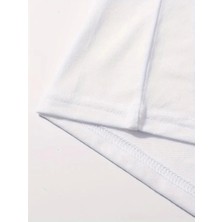 Periliçekeçe Baskılı Oversize Bisiklet Yaka T-Shirt - Beyaz