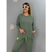 Periliçekeçe Kadın Iki Iplik Viskon Pamuk Kumaş Arma Detaylı Ikili Takım