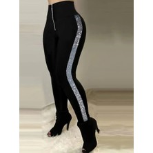 Modenya Kadın Yüksek Bel Yan Şerit Detaylı Dalgıç Tayt