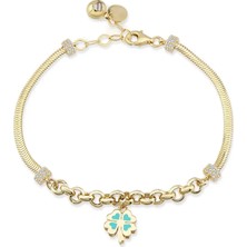 Seval Kuyumculuk Mineli Yonca Detaylı Bileklik