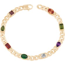 Ema Jewellery Anne Çocuk Renkli Gurmet Altın Bileklik