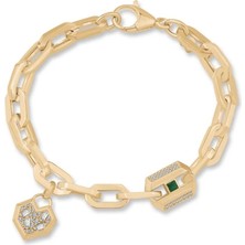 Ema Jewellery Italyan Tasarım Baget Taşlı Kalp Bileklik