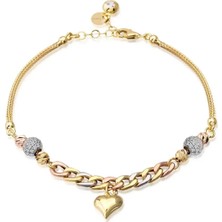 Seval Kuyumculuk Kalp Detaylı Altın Bileklik