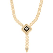 Ema Jewellery Siyah Karo Taşlı Gurmet Zincir