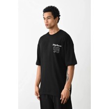 Modenya Unisex Baskılı Oversize T-Shirt - Siyah