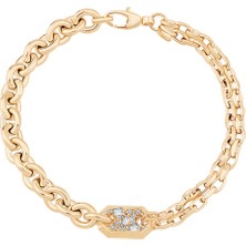 Ema Jewellery Taşlı Çift Zincir Tasarım Bileklik