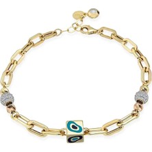 Seval Kuyumculuk Nazar Mineli Altın Bileklik