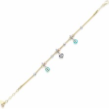 Ema Jewellery Altın Kalp Nazar Boncuklu Şans Bileklik