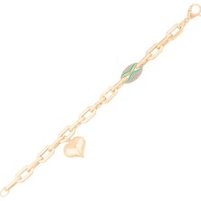 Ema Jewellery Mineli Kalp Detay Tasarım Altın Bileklik