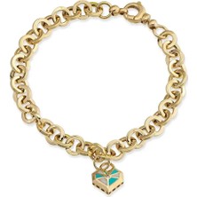 Seval Kuyumculuk Kalp Detaylı Altın Bileklik