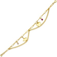 Genola Altın Taşlı Zincir Bileklik