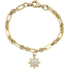 Seval Kuyumculuk Altın Güneş Detaylı Zincir Bileklik