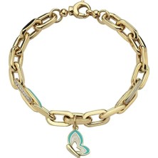 Seval Kuyumculuk Mineli Kelebek Charmlı Altın Bileklik