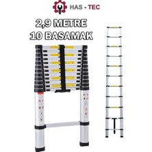 HAS - TEC 2,9 Metre 10 Basamaklı Alüminyum Teleskopik Merdiven