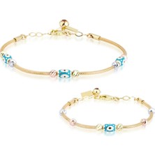 Ema Jewellery Anne Çocuk Nazar Boncuklu Ikili Set Altın Bileklik