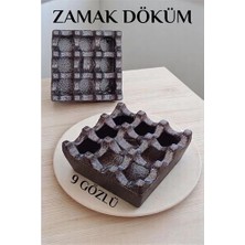 SHC4200 Kapaklı Zamak Döküm Kare Küllük Metal Kül Tablası - Kafe Küllüğü Kahve 721607