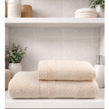 2 Li Banyo Havlu Seti Pamuklu Büyük Boy / 90 x 150 cm Banyo Havlu - 50 x 90 cm El Yüz Baş Havlu