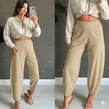 Periliçekeçe Kadın Yüksek Bel Krep Pantolon