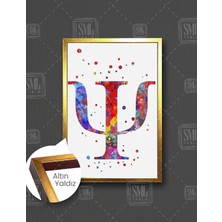 SML Tablo Psikolog Büro Psikoloji Rengerank Psi Sembolu Dikey Çerçeveli Kanvas Tablo