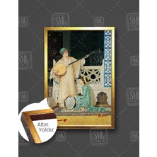 SML Tablo Osman Hamdi Bey Saz Ve Def Çalan Kız  Dikey Çerçeveli Kanvas Tablo