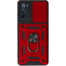 Die Grup  Samsung Galaxy S20 Fe Kılıf Pars Lens Yüzüklü Silikon - Kırmızı