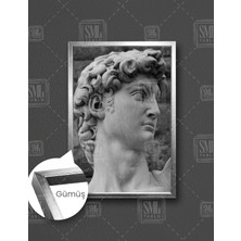 SML Tablo Michelangelo Davud Heykeli David Statues Heykel Taş Dekor Dikey Çerçeveli Kanvas Tablo