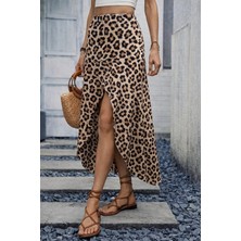 Periliçekeçe Kadın Yüksek Bel Çiçek Desenli Önü Asimetrik Detaylı Uzun Süprem Etek