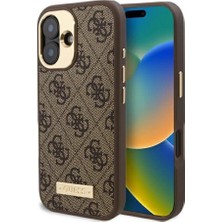 Guess  iPhone 16 Kılıf   Orjinal Lisanslı M-Safe Şarj Özellikli Kahverengi Telefon Kılıfı GUHMP16SU4GPRW
