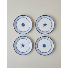 English Home Shellwave Porselen 4'lü Pasta Seti 19 cm Lacivert-Beyaz