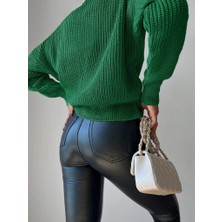 Periliçekeçe Kadın Uzun Kollu Düğme Detay Triko Hırka