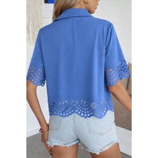 Periliçekeçe Kadın Kısa Kollu Yakalı Önden Düğmeli Dubai Gömlek Bluz