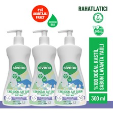 Siveno %100 Doğal Sıvı Kastil Sabun Lavanta Yağlı Cildi Rahatlatıcı Nemlendirici Bitkisel Vegan 300 ml X3 Adet