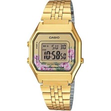 Casio Kadın Kol Saati Altın Renkli Suya Dayanıklı Pilli (Quartz) Fonksiyonlu Çelik Kordon LA680WGA-4CDF