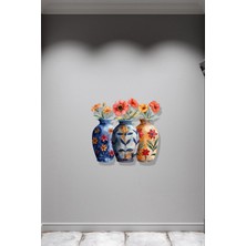 Macrodec Triple Bloom Üçlü Çiçekler Metal Tablo - Modern Botanik Çiçek Temalı 3 Parça Lazer Kesim Duvar Dekoru