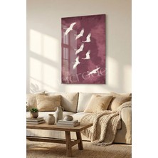 Macrodec Cranes In Flight Zarif Turna Kuşları Cam Tablo - 4mm Temperli Kırılmaz Cam Duvar Dekoru