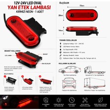 Mega Oto Market 12V-24V LED Oval Braketli Yan Etek Lambası Kırmızı Neon Araç Altı Aydınlatma 1 Adet