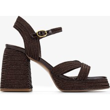 Valmenti Kadın Suni Deri/tekstil Kahverengi Topuklu Sandalet 1141 HAVANA-002 Bn Sndlt Y25 Dark Brown Rope