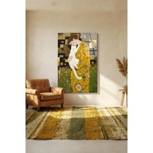 Macrodec Klimt Stil Kedili Kadın Cam Tablo - 4mm Temperli Kırılmaz Cam Duvar Dekoru