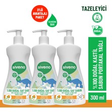 Siveno %100 Doğal Sıvı Kastil Sabun Portakal Yağlı Tazeleyici Nemlendirici Bitkisel Vegan 300 ml X3 Adet
