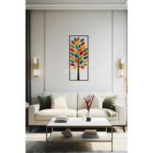 Macrodec Mevsim Ağacı Metal Duvar Tablosu – Renkli Yapraklı Doğa Temalı Dekor