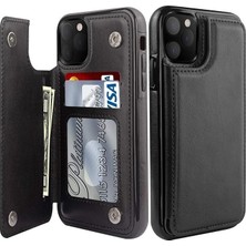 Desingshop Apple iPhone 16 Pro Max ile Uyumlu Deri Cüzdan Kılıf, Kartlık ve Stand Özellikli, Siyah