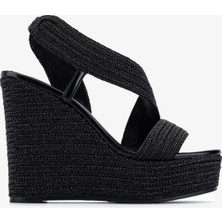 Valmenti Kadın Deri & Tekstil Siyah Topuklu Ayakkabı 1141 927 Bn Ayk Y26 Black Ropes