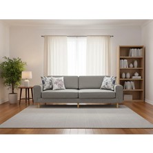 Rolivs Mokka Üçlü Koltuk – Bukle Kumaş Dumanlı Deniz | Soft Ton, Modern Stil, Geniş Kullanım (Mkku3)